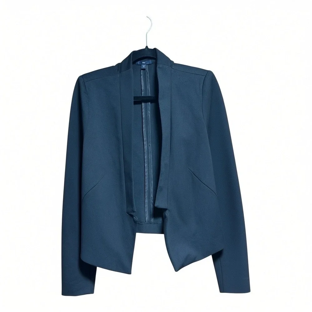 Gap Black Open Front Blazer Jacket Size M Ponte Career Quiet Luxury EUC
